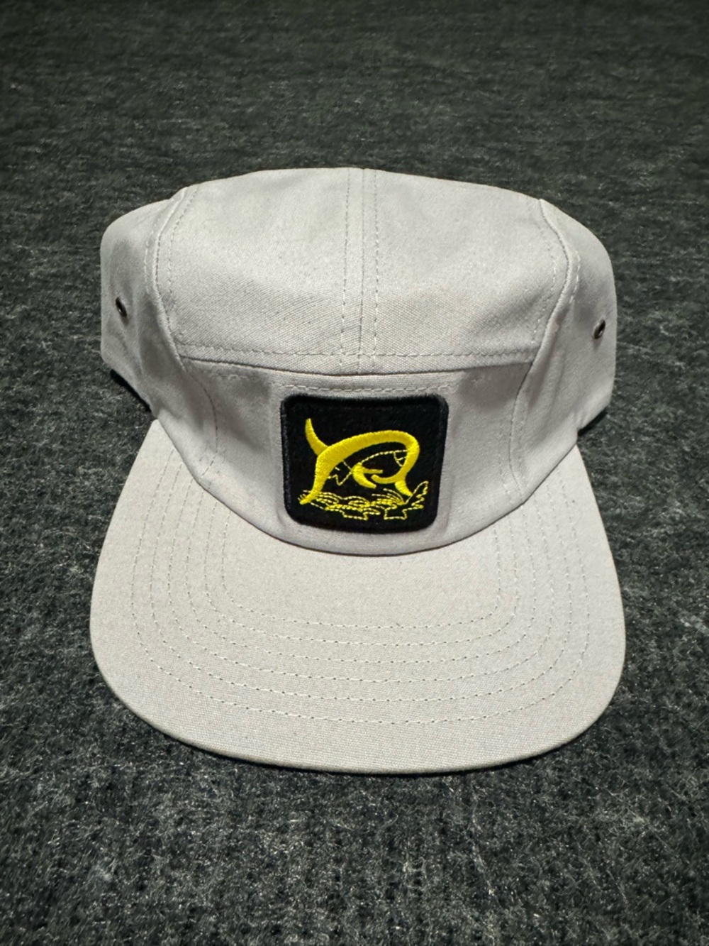 Marlin Fishing 5 Panel Short Bill Strapback Hat Cap Mens Gray Swordfish New